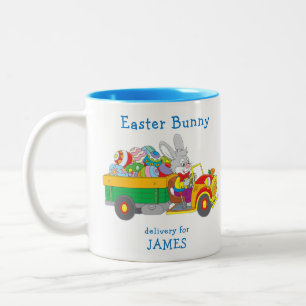 Caneca De Café Em Dois Tons Nome personalizado do caminhão de entrega do