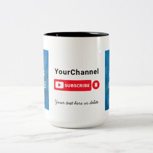 Caneca De Café Em Dois Tons Nome Personalizado do Canal do Youtube