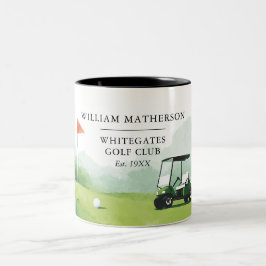 Caneca De Café Em Dois Tons Nome Personalizado do Clube de Golfe Buggy