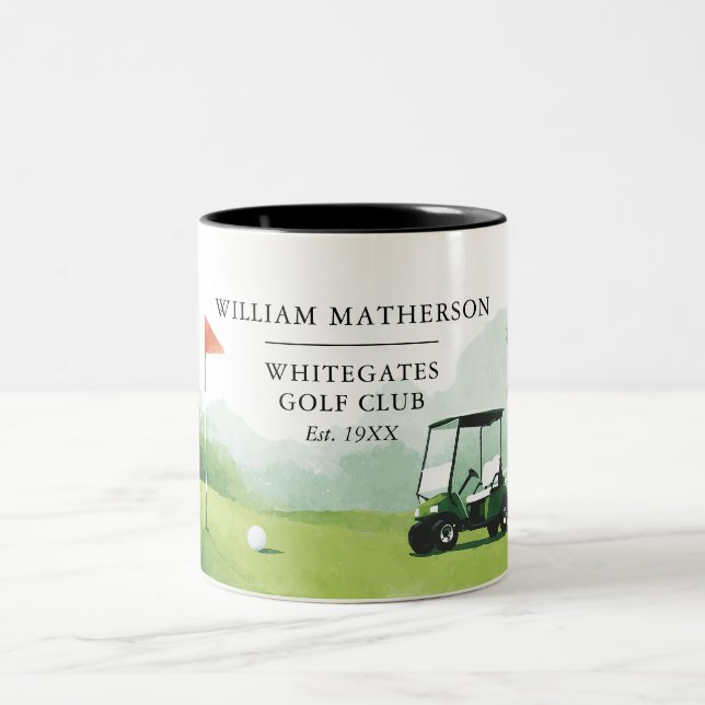 Caneca De Café Em Dois Tons Nome Personalizado do Clube de Golfe Buggy (Centro)