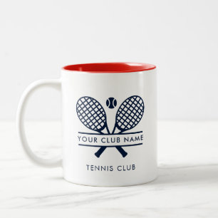Caneca De Café Em Dois Tons Nome personalizado do clube de tênis em campo