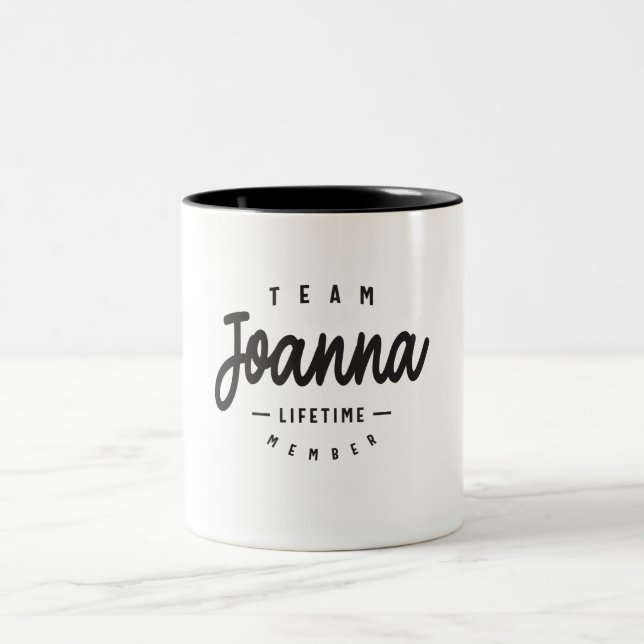 Caneca De Café Em Dois Tons Nome Personalizado do Membro da Equipe Joanna Life (Centro)