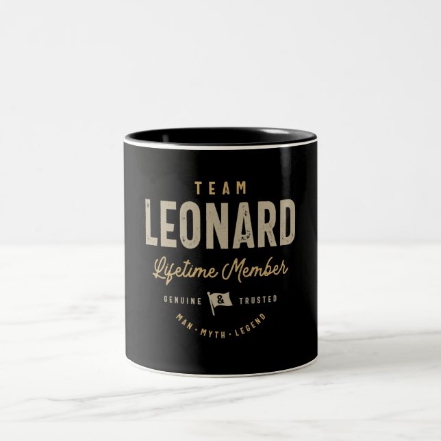 Caneca De Café Em Dois Tons Nome Personalizado do Membro da Equipe Leonard Lif (Centro)