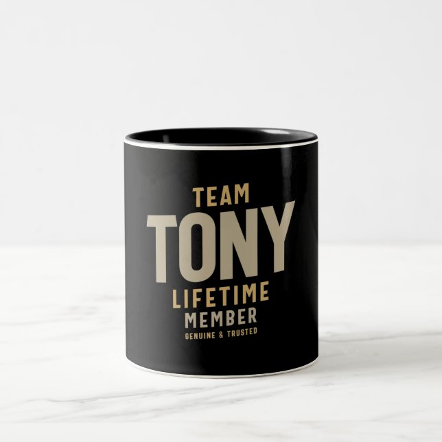 Caneca De Café Em Dois Tons Nome Personalizado do Membro da Equipe Tony Lifeti (Centro)
