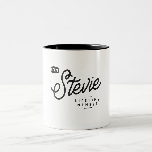 Caneca De Café Em Dois Tons Nome Personalizado do Membro de Duração Stevie da  (Centro)