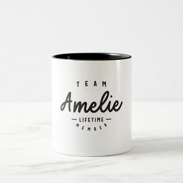 Caneca De Café Em Dois Tons Nome Personalizado do Membro do Time Amelie (Centro)