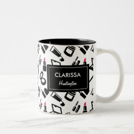 Caneca De Café Em Dois Tons Nome Personalizado do Padrão Cosmético