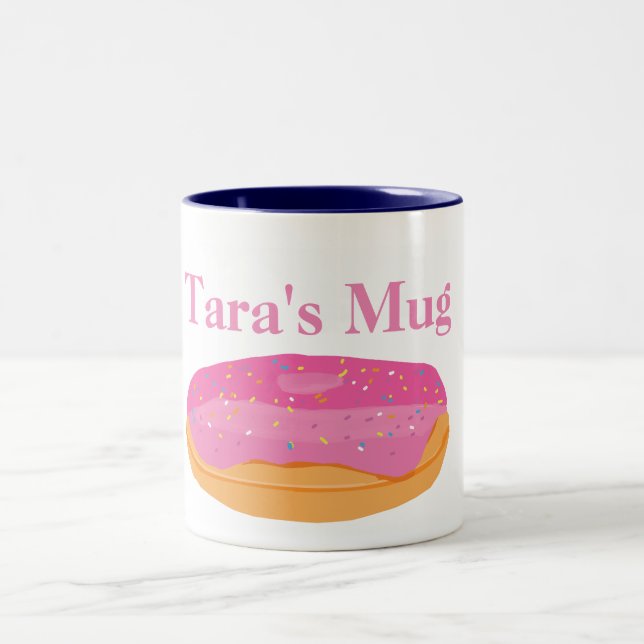 Caneca De Café Em Dois Tons Nome Personalizado do Rosquinha Strawberry (Centro)