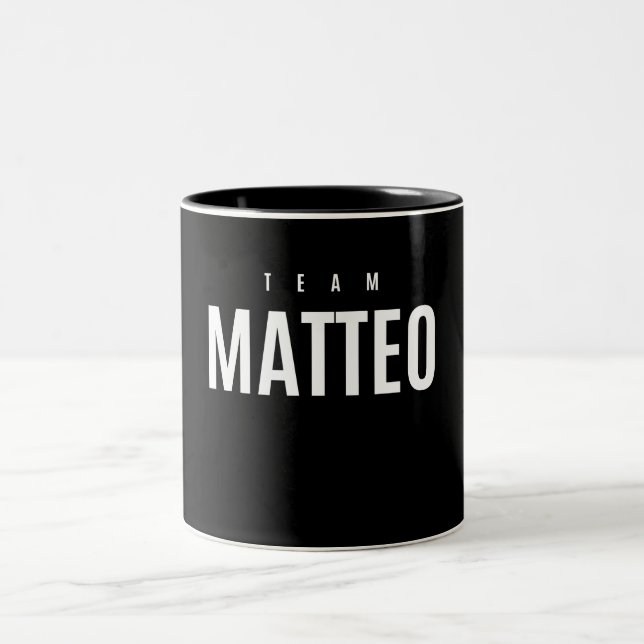 Caneca De Café Em Dois Tons Nome Personalizado do Team Matteo (Centro)