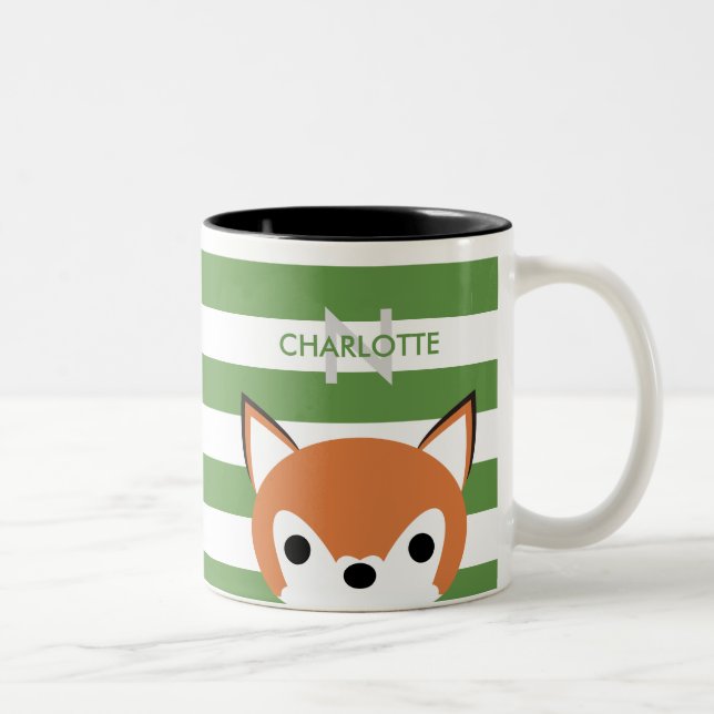 Caneca De Café Em Dois Tons Nome Personalizado e Inicial do Fox Cujo Cachinho (Direita)