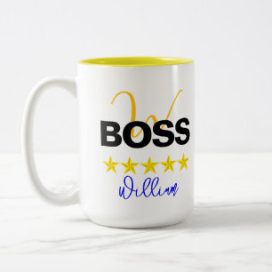 Caneca De Café Em Dois Tons Nome Personalizado e Monograma Inicial   Chefe Per