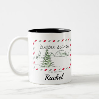 Caneca De Café Em Dois Tons Nome Personalizado Engraçado Café de Natal