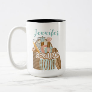Caneca De Café Em Dois Tons Nome Personalizado Engraçado Viciado em Seamstress