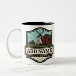 Caneca De Café Em Dois Tons NOME Personalizado Farmhouse Rustic Farmhouse Old 