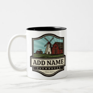 Caneca De Café Em Dois Tons NOME Personalizado Farmhouse Rustic Farmhouse Old 