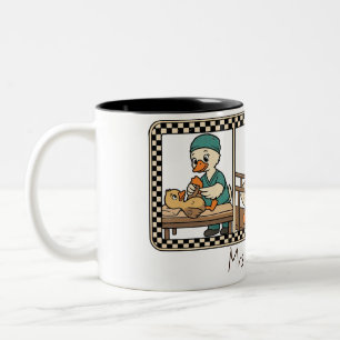 Caneca De Café Em Dois Tons Nome Personalizado Fisioterapeuta Ganso Retro Engr