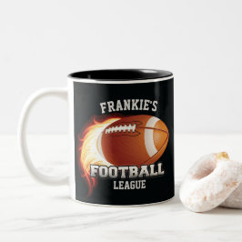 Caneca De Café Em Dois Tons NOME Personalizado Futebol Americano Chama Esporte