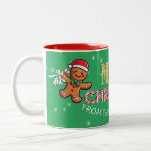 Caneca De Café Em Dois Tons Nome personalizado Gingercake Man Feliz Natal