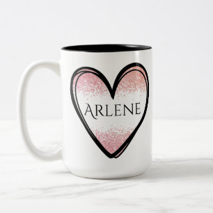 Caneca De Café Em Dois Tons Nome personalizado Heart Mug, Nome personalizado C