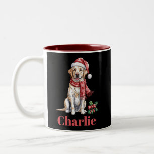 Caneca De Café Em Dois Tons Nome Personalizado Labrador Retriever Natal