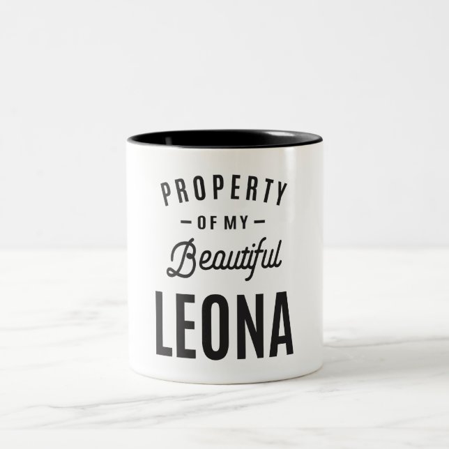 Caneca De Café Em Dois Tons Nome Personalizado Leona (Centro)