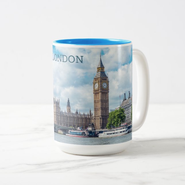 Caneca De Café Em Dois Tons Nome Personalizado Londres (Frente Esquerda)