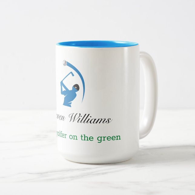 Caneca De Café Em Dois Tons Nome Personalizado - Melhor Golfer Coffee Mug (Frente Esquerda)