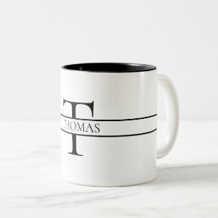 Caneca De Café Em Dois Tons Nome Personalizado Personalizado Elegante Monogram