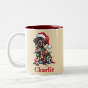 Caneca De Café Em Dois Tons Nome Personalizado Pointer de Cabelo Curto Alemão 