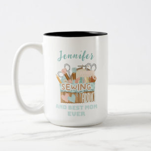Caneca De Café Em Dois Tons Nome Personalizado Seamstress Sewing Viciado Mãe