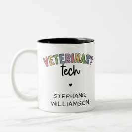 Caneca De Café Em Dois Tons Nome Personalizado técnico veterinário | Vet Techn