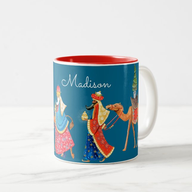 Caneca De Café Em Dois Tons Nome personalizado | Três KIngs | Mug (Frente Esquerda)