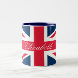 Caneca De Café Em Dois Tons Nome personalizado Union Jack Mug