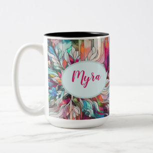 Caneca De Café Em Dois Tons Nome Personalizado Vidro Pintado Abstrato
