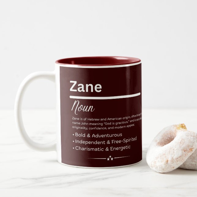 Caneca De Café Em Dois Tons Nome Personalizado Zane (Com Donut)