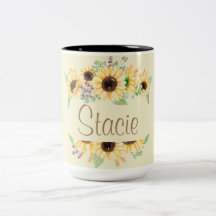 Nome Personalizável de Girassol Mug