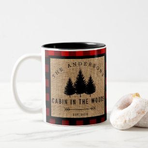Caneca De Café Em Dois Tons Nome Rustic Country Family Name Cabin in in the Wo