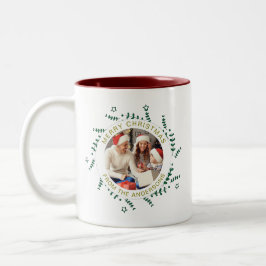 Caneca De Café Em Dois Tons Nome Simples da Família de Fotos de Natal do Wreat