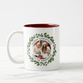 Caneca De Café Em Dois Tons Nome Simples da Família de Fotos de Natal do Wreat