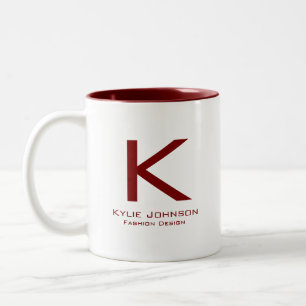 Caneca De Café Em Dois Tons Nome Simples Elegante Monograma