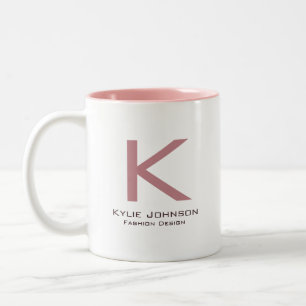 Caneca De Café Em Dois Tons Nome Simples Elegante Monograma
