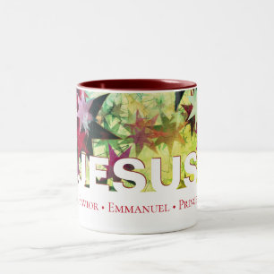 Caneca De Café Em Dois Tons Nomes Cristãos de JESUS Texto Personalizado Natal