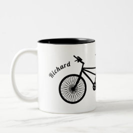 Caneca De Café Em Dois Tons Nomes duplos de bicicleta Tandem preto-e-branco