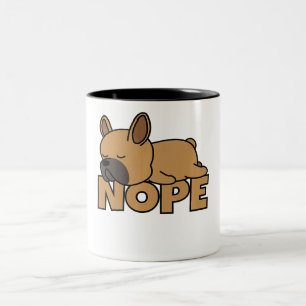 Caneca De Café Em Dois Tons Nope Dog Frenchdog francês preguiçoso