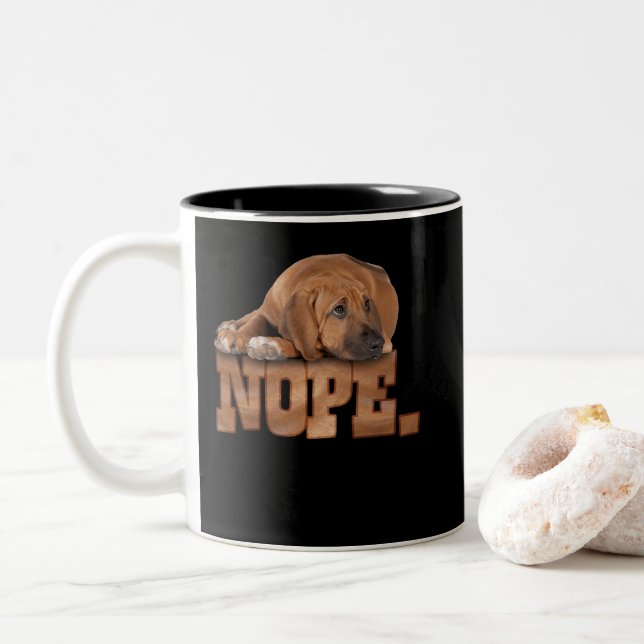 Caneca De Café Em Dois Tons Nope Ridgeback Dog Lover (Com Donut)