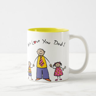 Caneca De Café Em Dois Tons Nós amamo-lo dia dos pais feliz da família dos