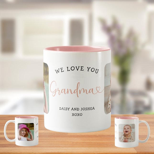 Caneca De Café Em Dois Tons Nós Amamos Você Avó Script 2 Foto Moderna (Criador carregado)