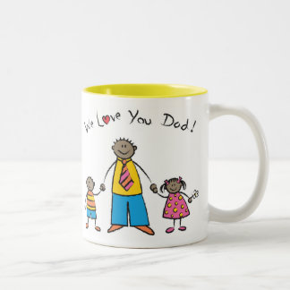 Caneca De Café Em Dois Tons Nós Amo-Te Pai Cartoon Family Feliz Dia de os pais