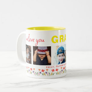 Caneca De Café Em Dois Tons Nós te amamos vovó Flores 5 Fotografias Keepsawn