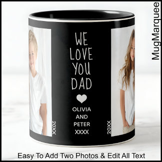 Caneca De Café Em Dois Tons Nós Te Amo Pai, Duas Fotos Texto Personalizado, Pr